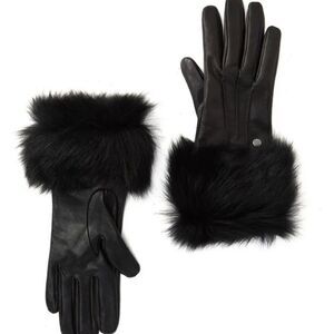 UGG Genuine Dyed Shearling Leather Trimmed Gloves NEW $130